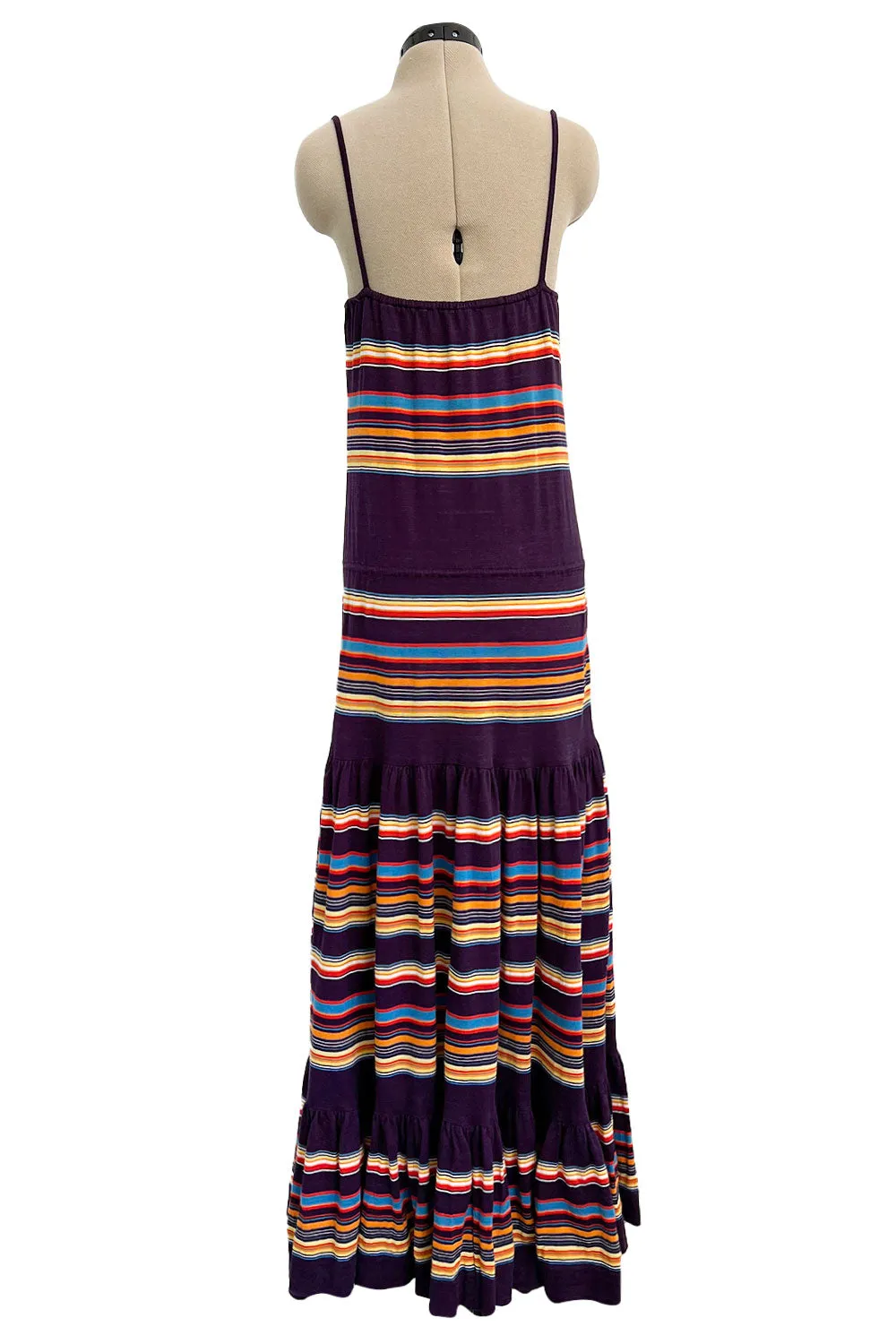 Spring 1977 Christian Dior by Marc Bohan Purple & Multi Coloured Stripe Cotton Jersey Dress