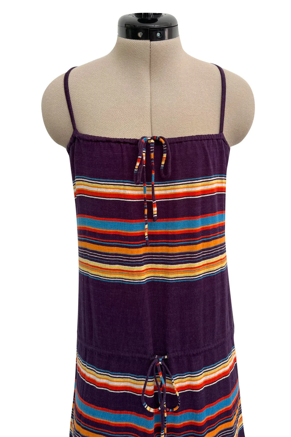 Spring 1977 Christian Dior by Marc Bohan Purple & Multi Coloured Stripe Cotton Jersey Dress