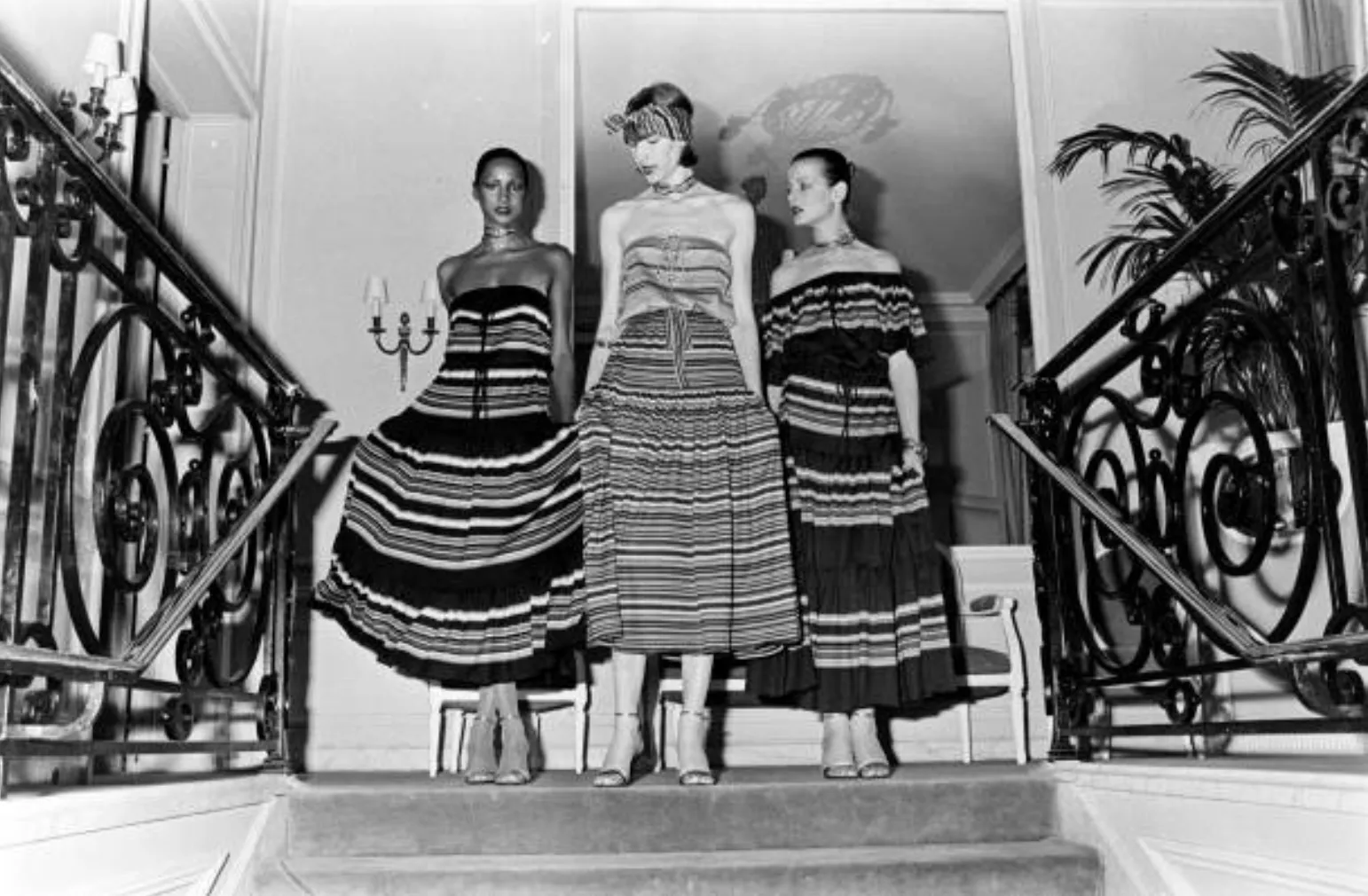 Spring 1977 Christian Dior by Marc Bohan Purple & Multi Coloured Stripe Cotton Jersey Dress