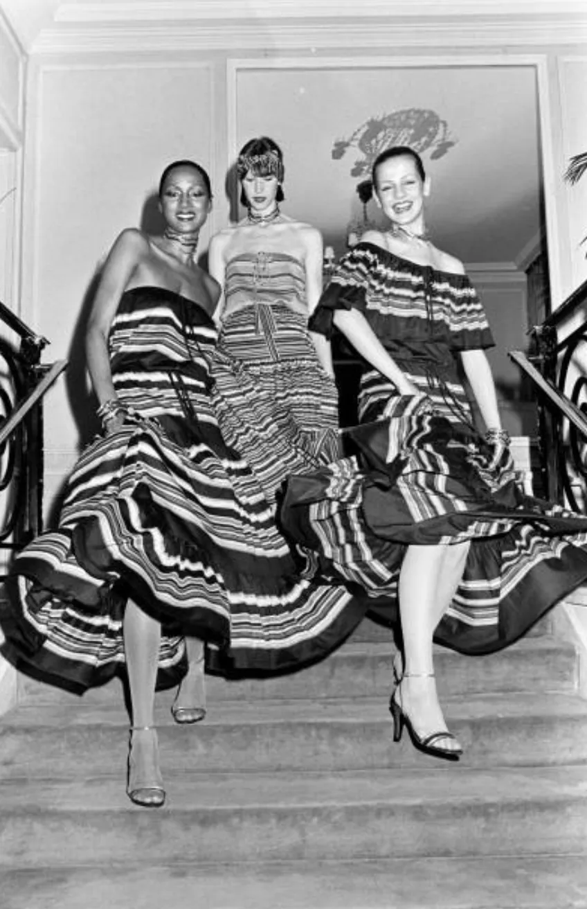 Spring 1977 Christian Dior by Marc Bohan Purple & Multi Coloured Stripe Cotton Jersey Dress