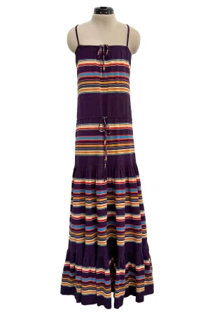 Spring 1977 Christian Dior by Marc Bohan Purple & Multi Coloured Stripe Cotton Jersey Dress
