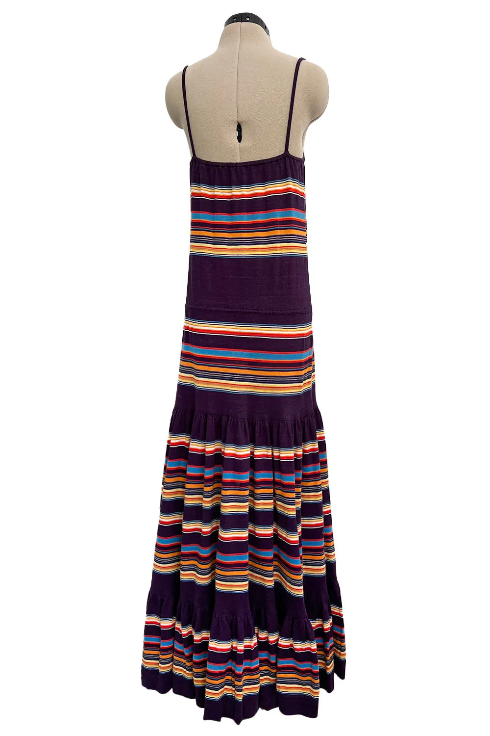 Spring 1977 Christian Dior by Marc Bohan Purple & Multi Coloured Stripe Cotton Jersey Dress