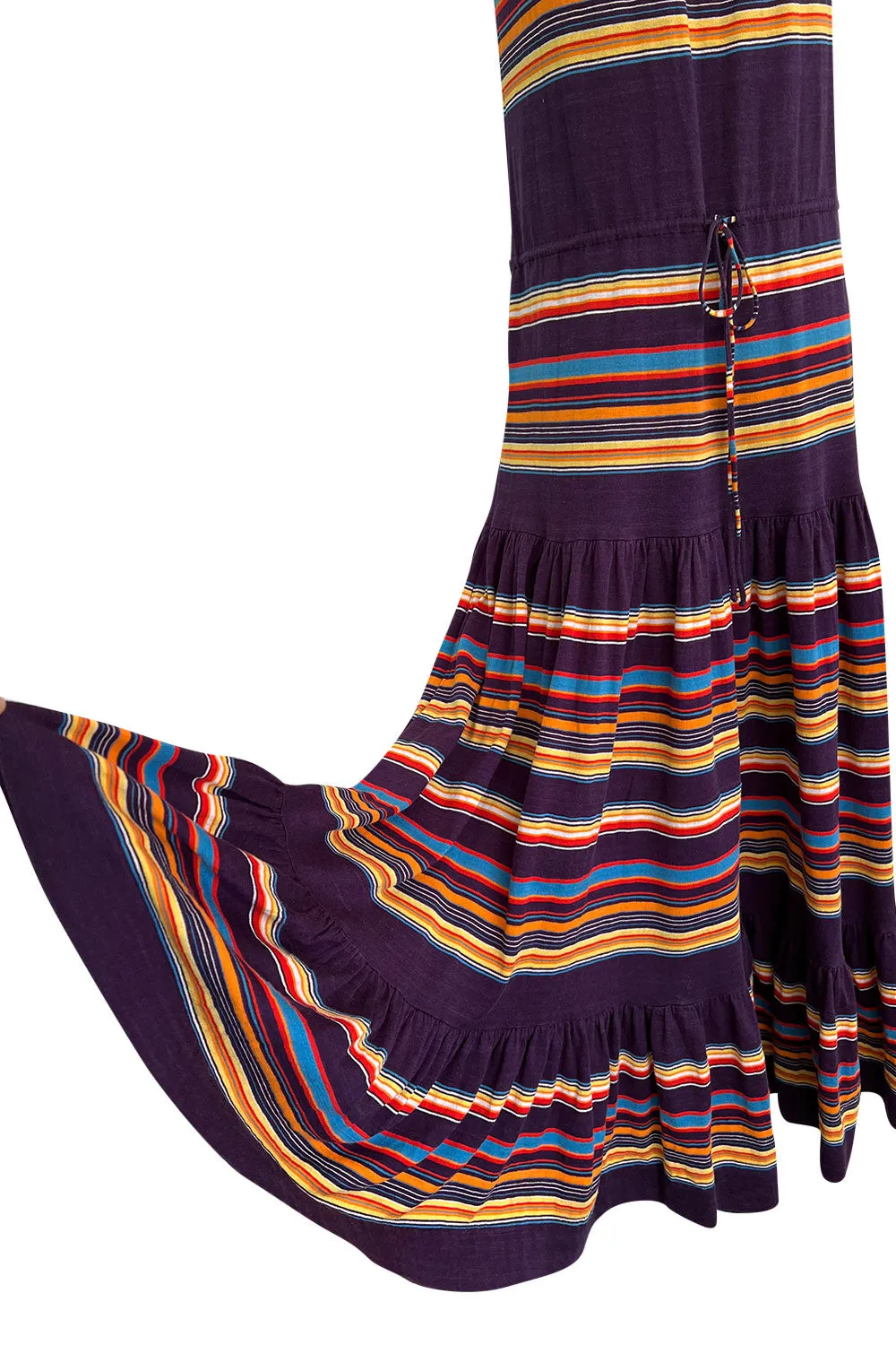 Spring 1977 Christian Dior by Marc Bohan Purple & Multi Coloured Stripe Cotton Jersey Dress