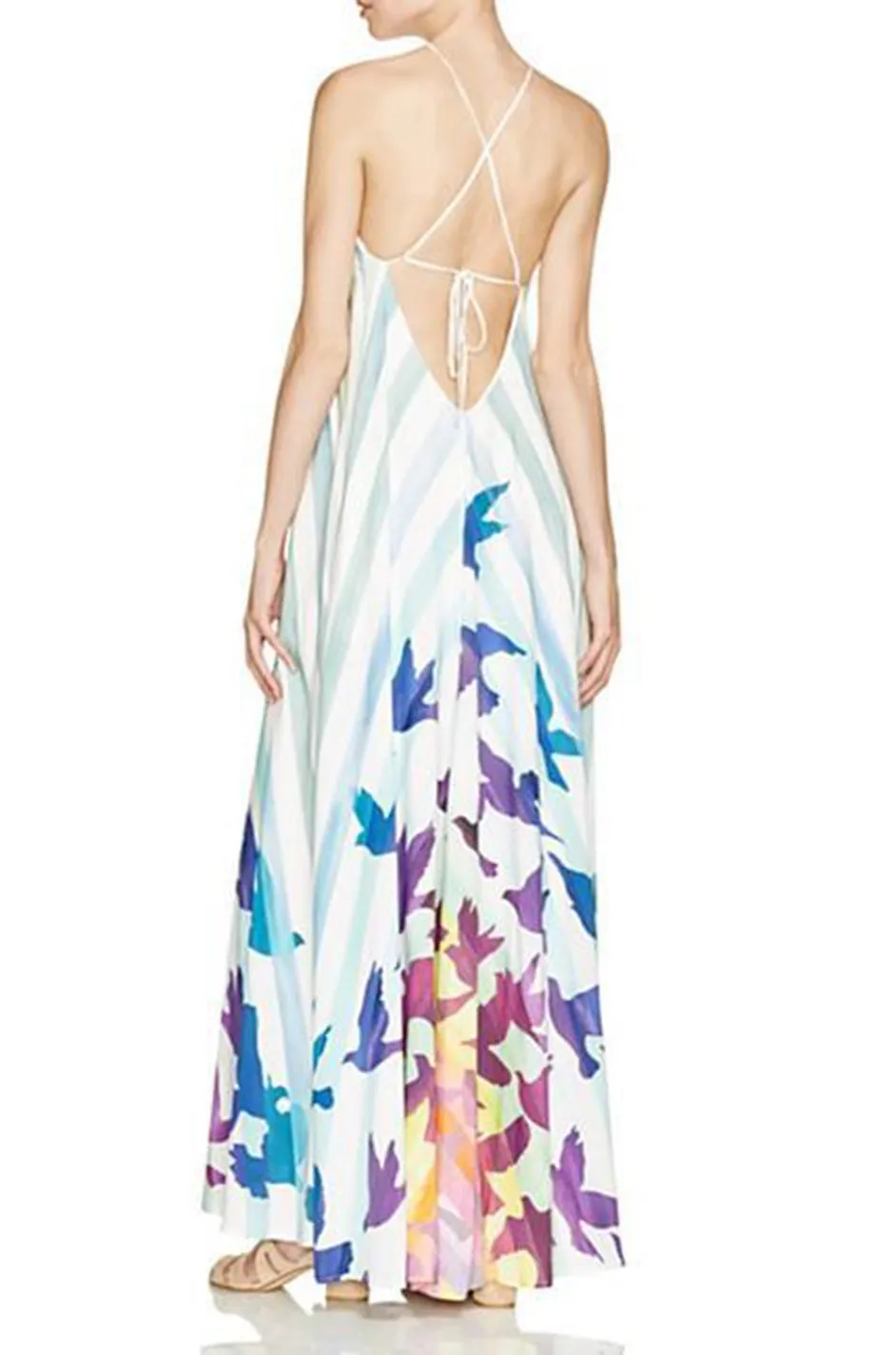 Spring 2016 Mara Hoffman Rainbow Bird Caftan Halter Unworn Dress