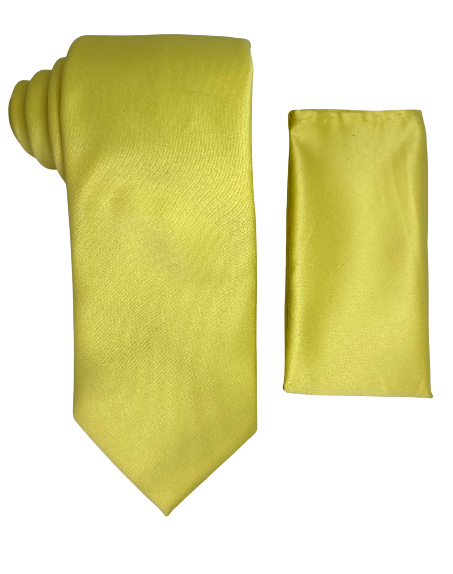 Stacy Adams Solid Tie and Handkerchief - Banana Yellow