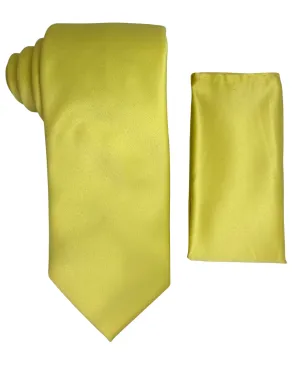 Stacy Adams Solid Tie and Handkerchief - Banana Yellow