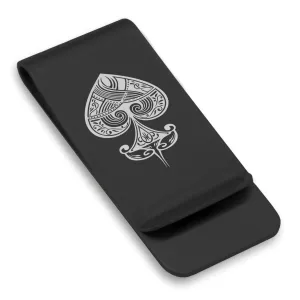 Stainless Steel Vintage Spade Suit Classic Slim Money Clip