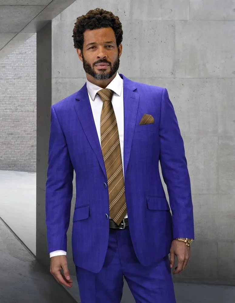 Statement Men's Grid Pattern Wool Suit - Big & Tall 2-Piece