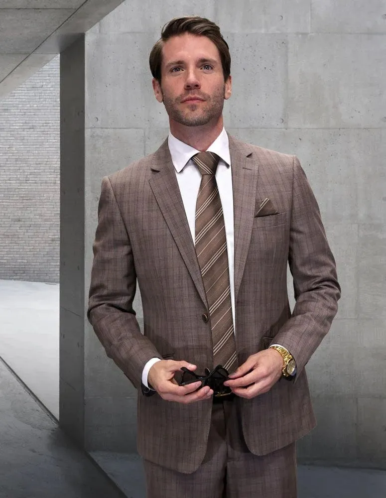 Statement Men's Grid Pattern Wool Suit - Big & Tall 2-Piece