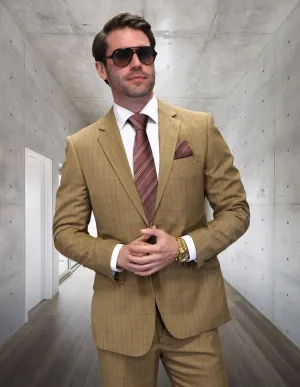 Statement Men's Grid Pattern Wool Suit - Big & Tall 2-Piece