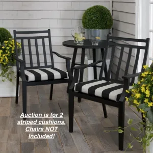 Stripe Indoor/Outdoor Dining Chair Cushion (Set of 2)! Chairs NOT Included! Retails $140 