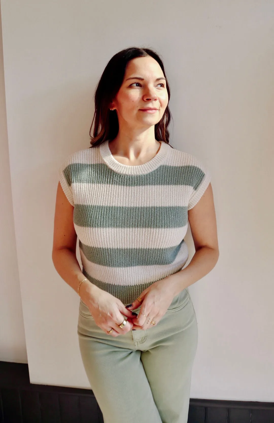 Striped Lightweight Sweater Tee