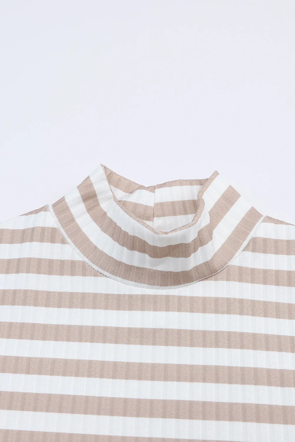 Striped Textured Knit Long Sleeve Tee