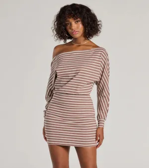 Stripes In Style Off The Shoulder Mini Dress