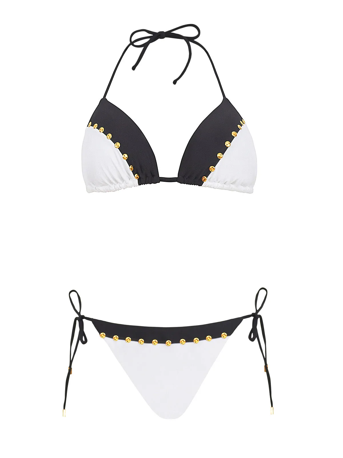 Studded Mix Up Tri-Studded Mix Up Tie Bikini ::RET