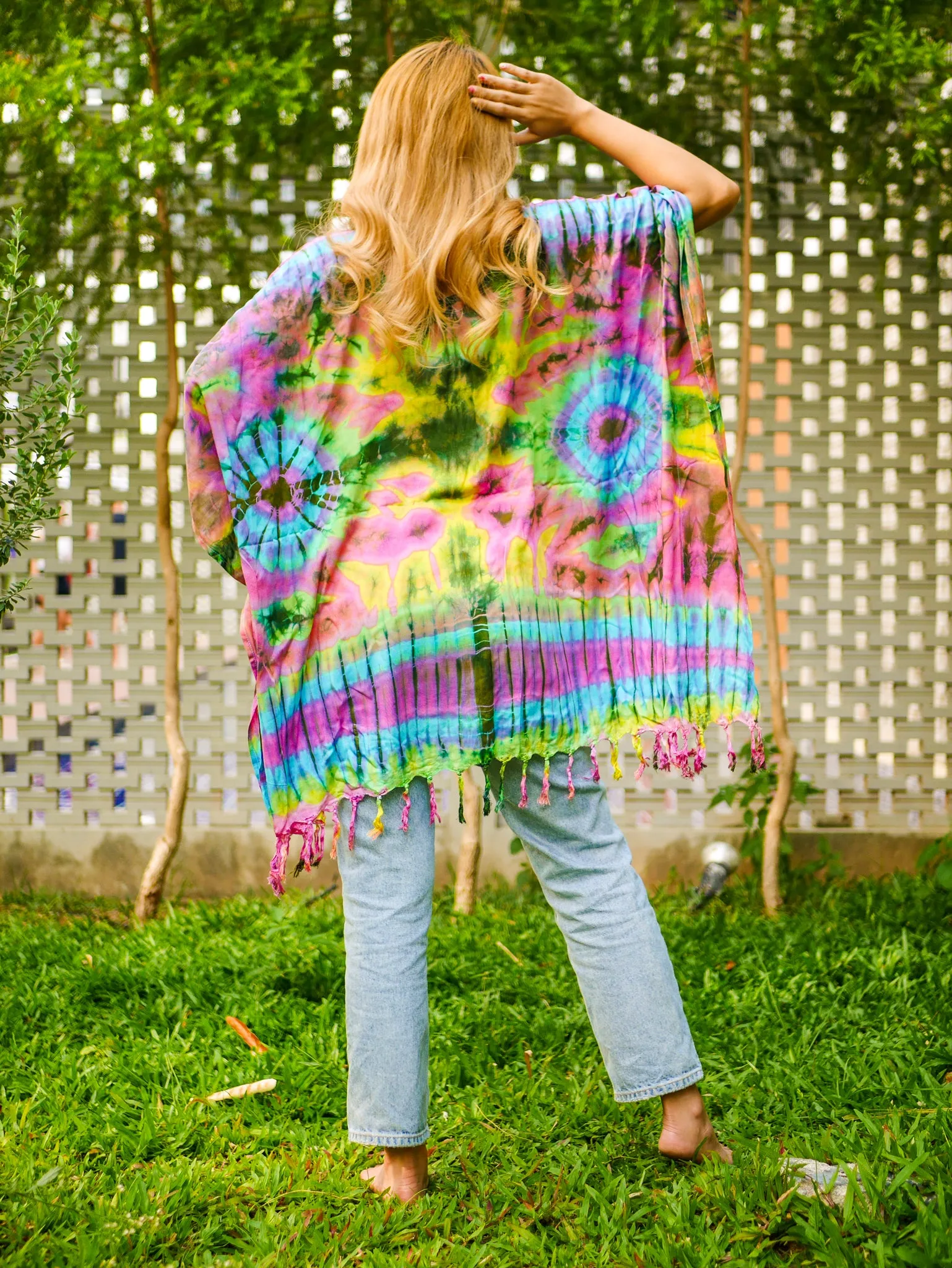Summer Breeze Poncho Hand Dyed Tunic Kaftan Blouse Oversize Top