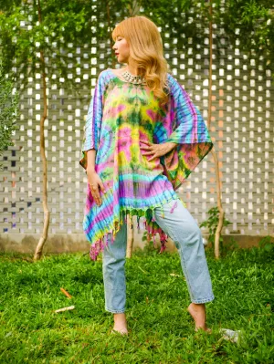 Summer Breeze Poncho Hand Dyed Tunic Kaftan Blouse Oversize Top
