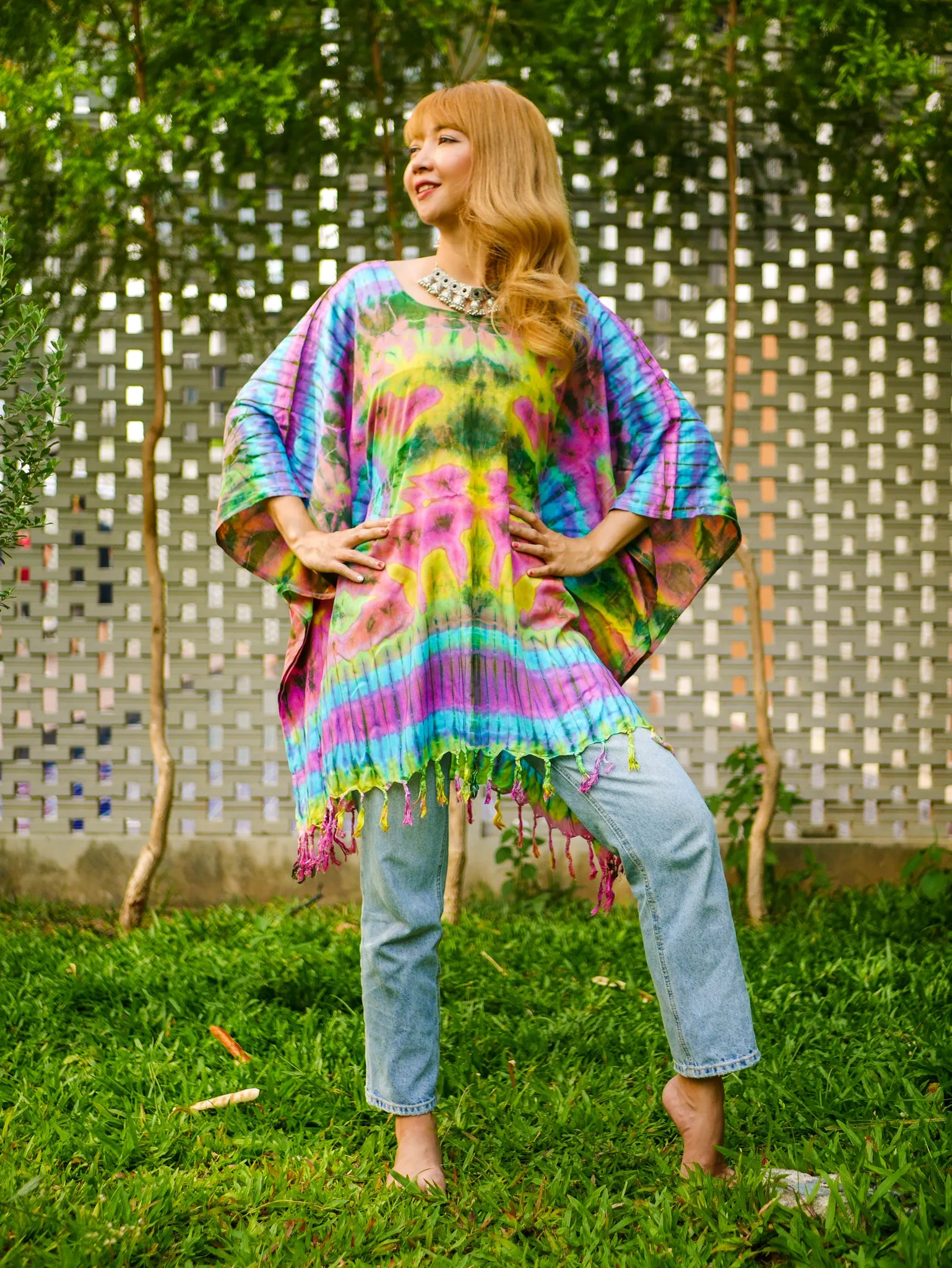 Summer Breeze Poncho Hand Dyed Tunic Kaftan Blouse Oversize Top