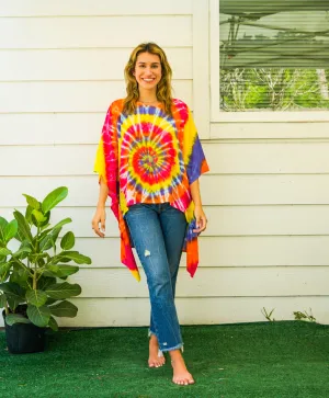Sunrise Burst Hand Dyed Tunic Kaftan Blouse Oversize Top