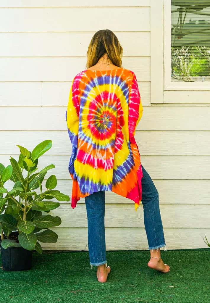 Sunrise Burst Hand Dyed Tunic Kaftan Blouse Oversize Top