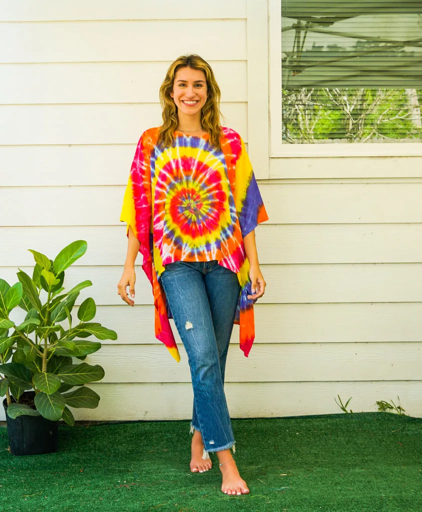 Sunrise Burst Hand Dyed Tunic Kaftan Blouse Oversize Top