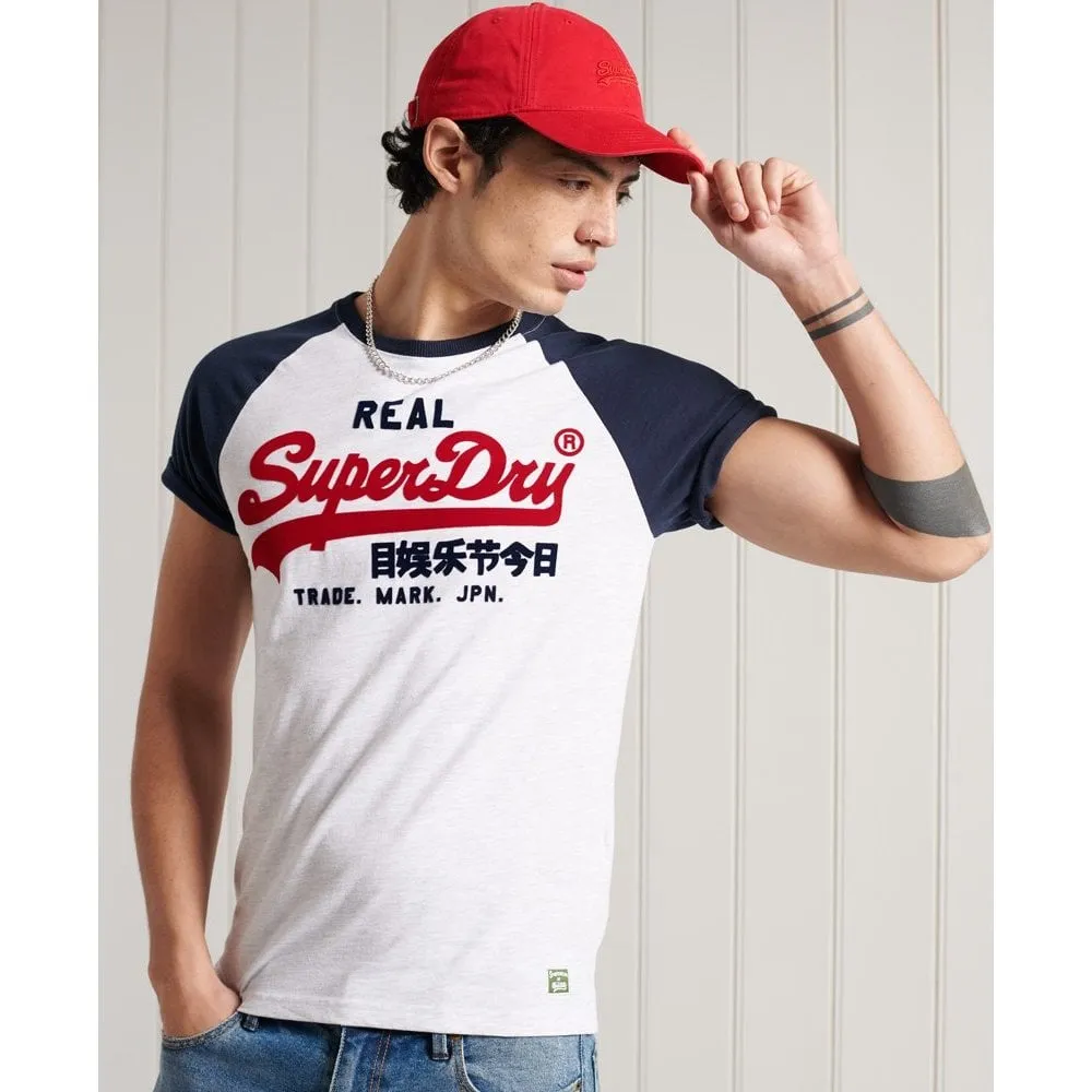 Superdry Vintage Label Duo Raglan T-Shirt Ice Marl