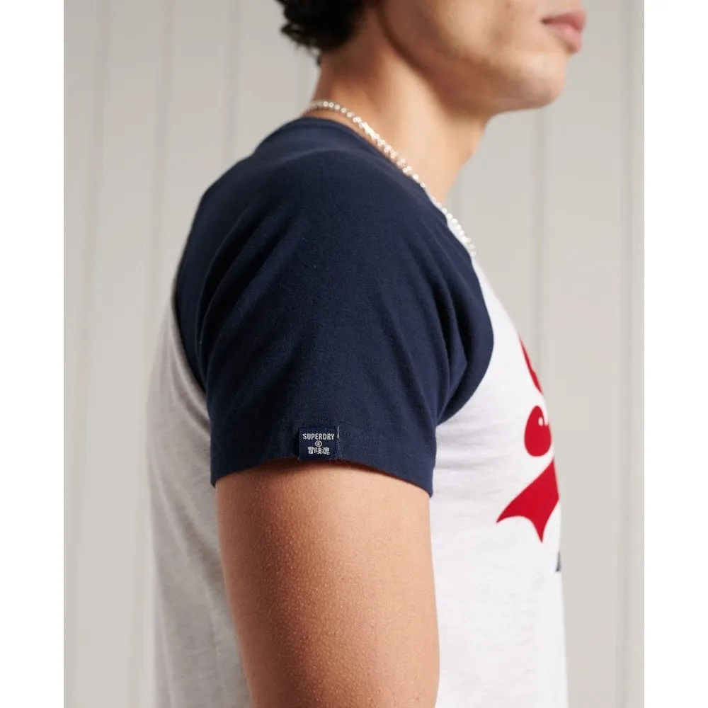 Superdry Vintage Label Duo Raglan T-Shirt Ice Marl