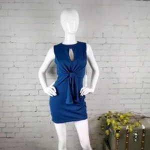 Susana Monaco Keyhole Front Tie Mini Dress Impereal Blue Small