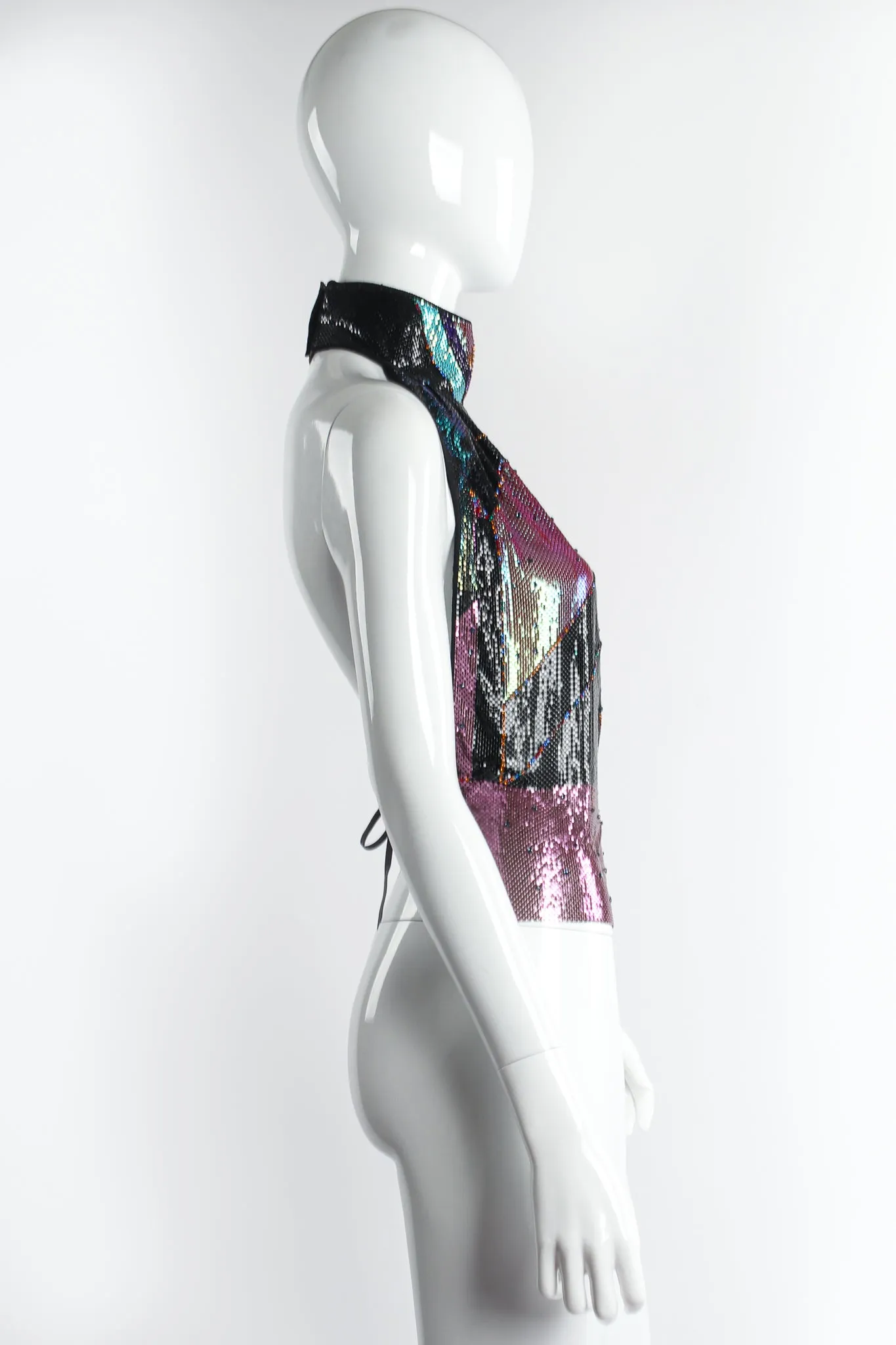 Swarovski Color Block Metal Mesh Halter