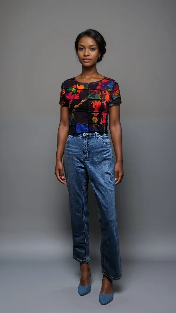 T Crop Patchwork Top