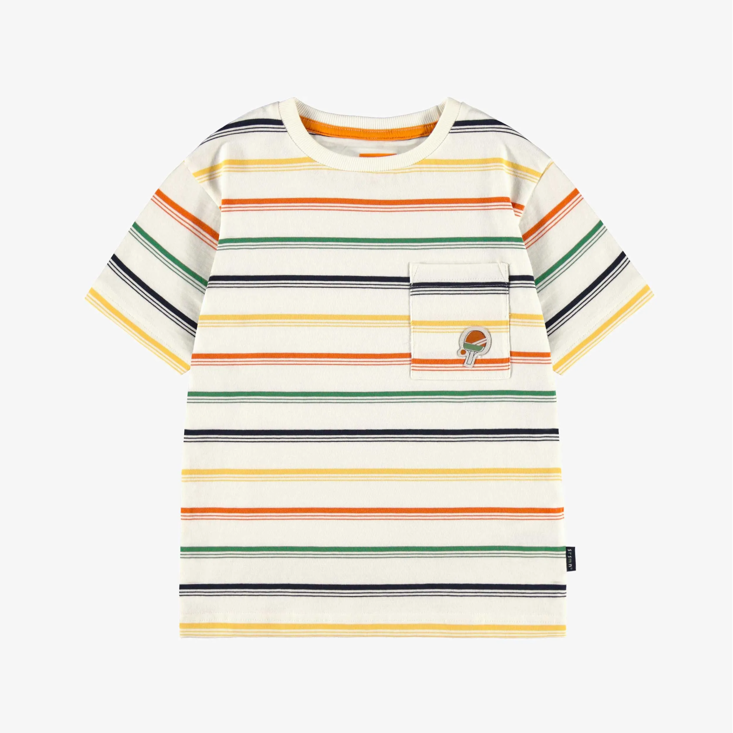 T-shirt crème en jersey à rayures, enfant || Cream t-shirt in striped jersey, child