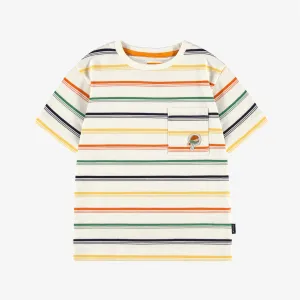T-shirt crème en jersey à rayures, enfant || Cream t-shirt in striped jersey, child