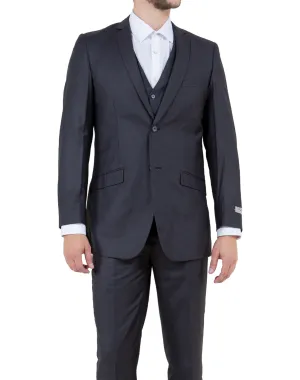 Tazzio Solid Slim Fit Vested Suit - Charcoal