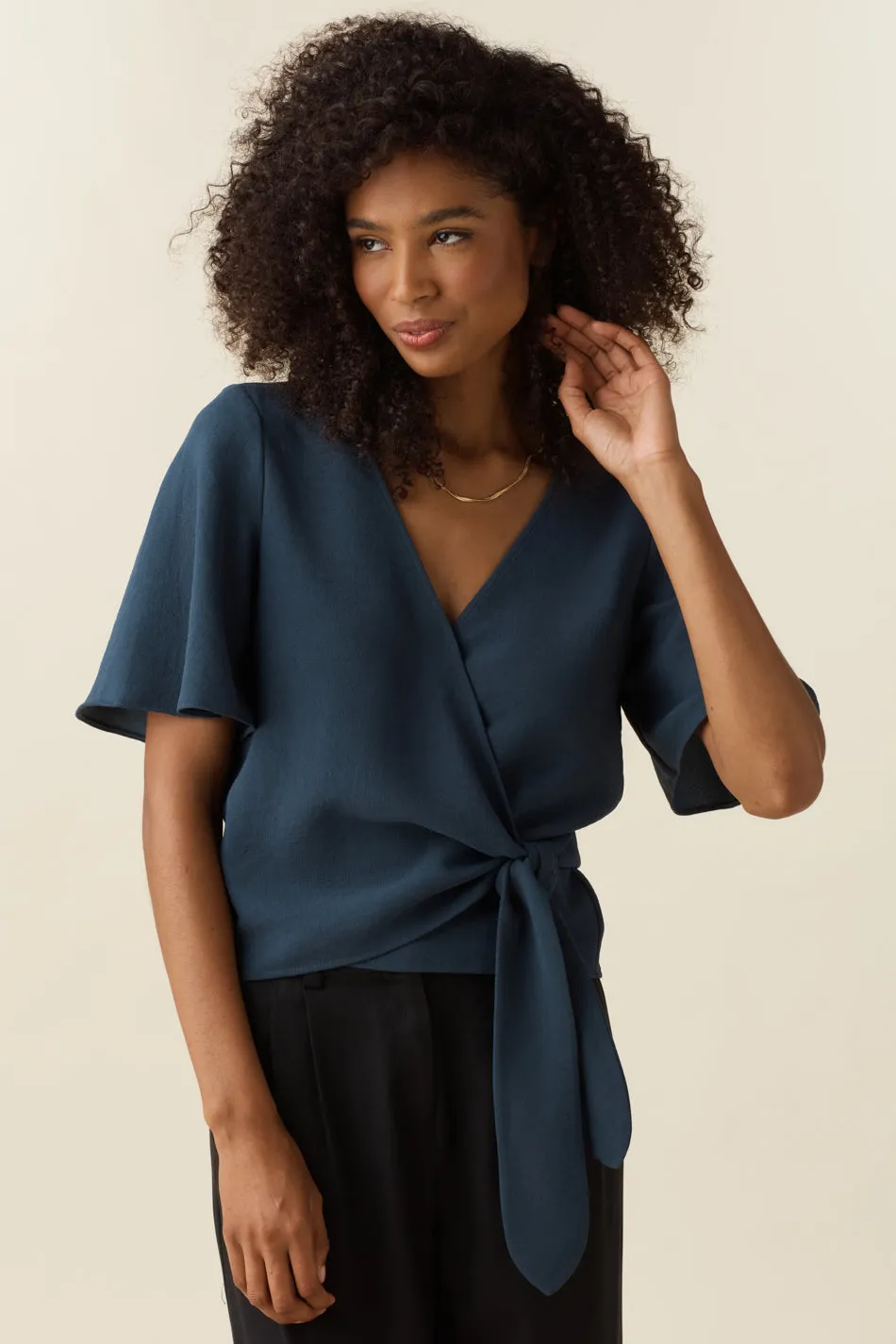 The Flutter Sleeve Wrap Top - Limited Edition
