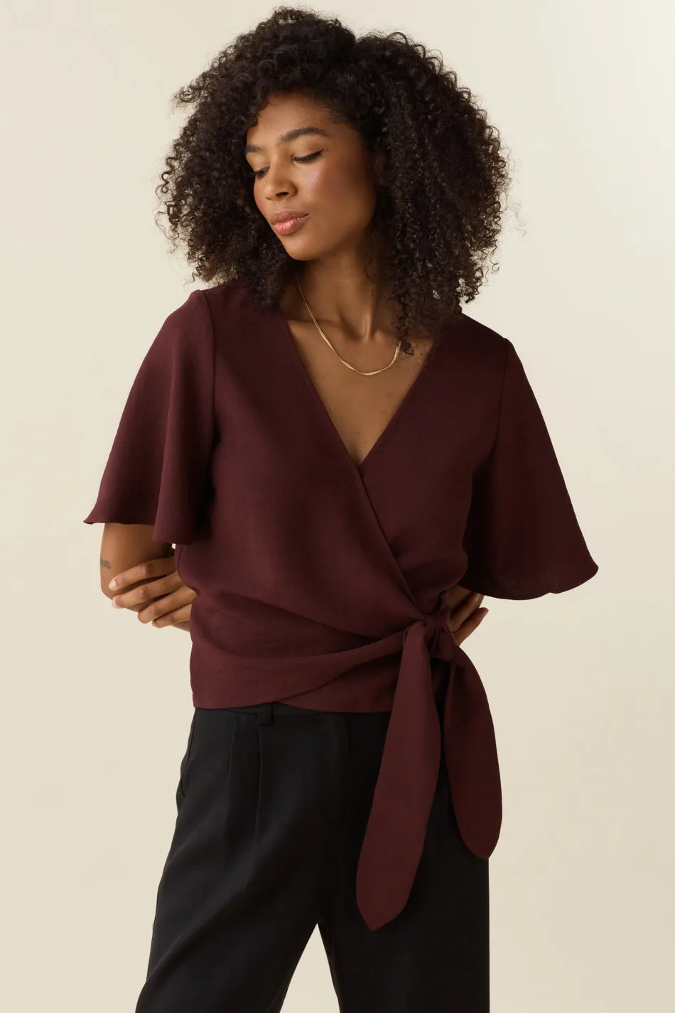 The Flutter Sleeve Wrap Top - Limited Edition