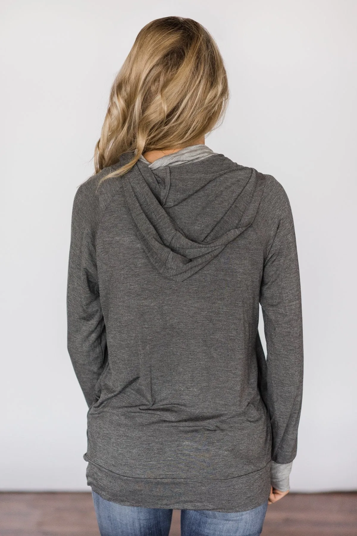 The Only One I Want Charcoal Cowl Neck Top