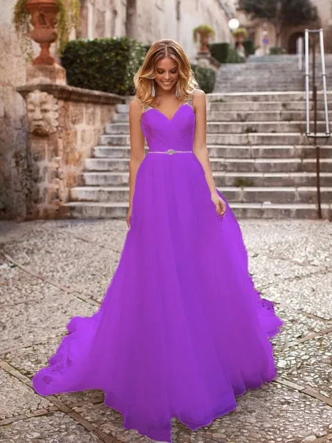 The Sales Rack-Luxury Bride Dress With Beading And Tulle A-line V-neck