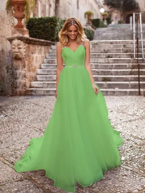 The Sales Rack-Luxury Bride Dress With Beading And Tulle A-line V-neck