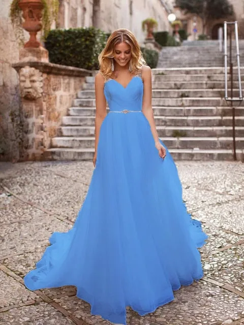 The Sales Rack-Luxury Bride Dress With Beading And Tulle A-line V-neck