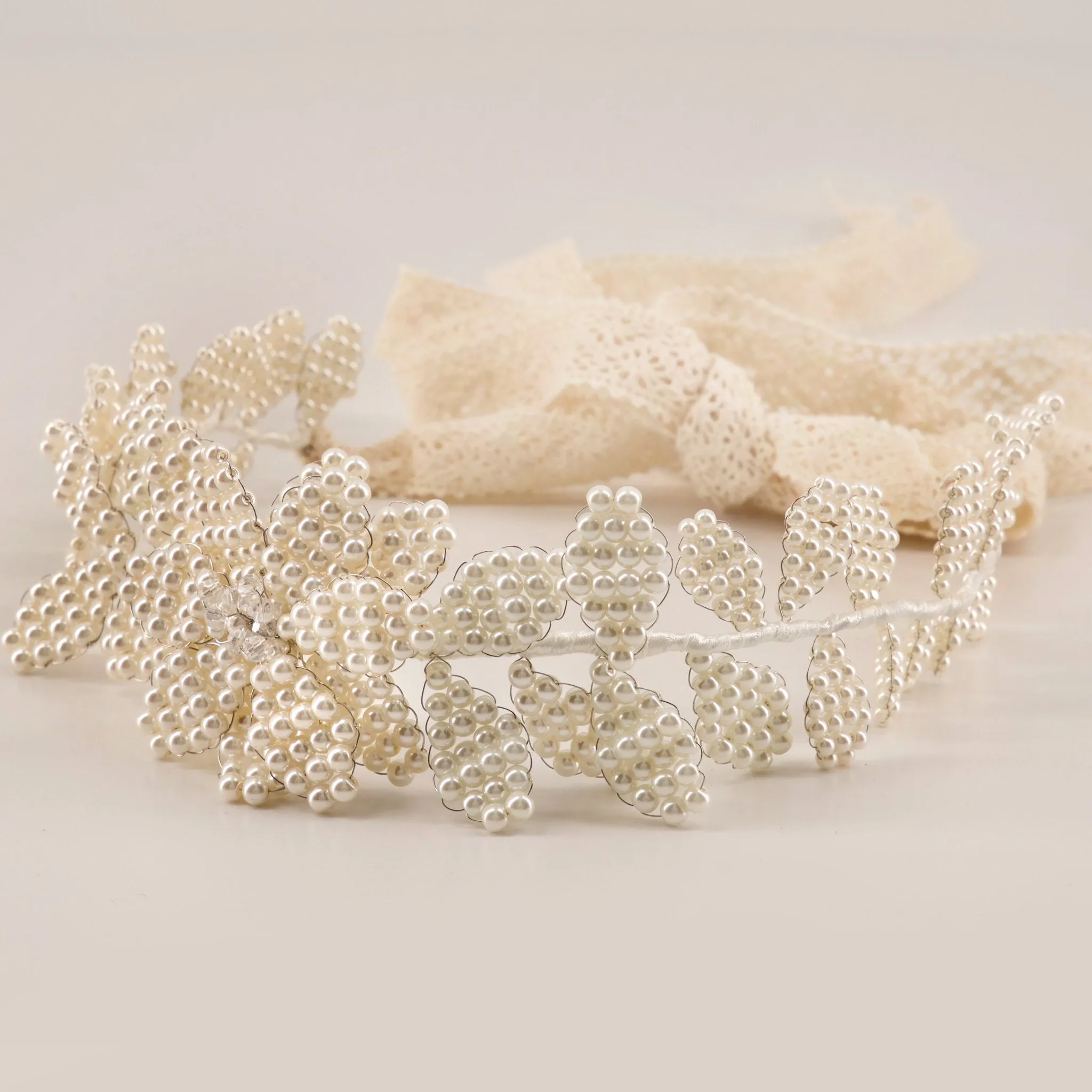 The Snowflake Pearl Designer Hair Garland