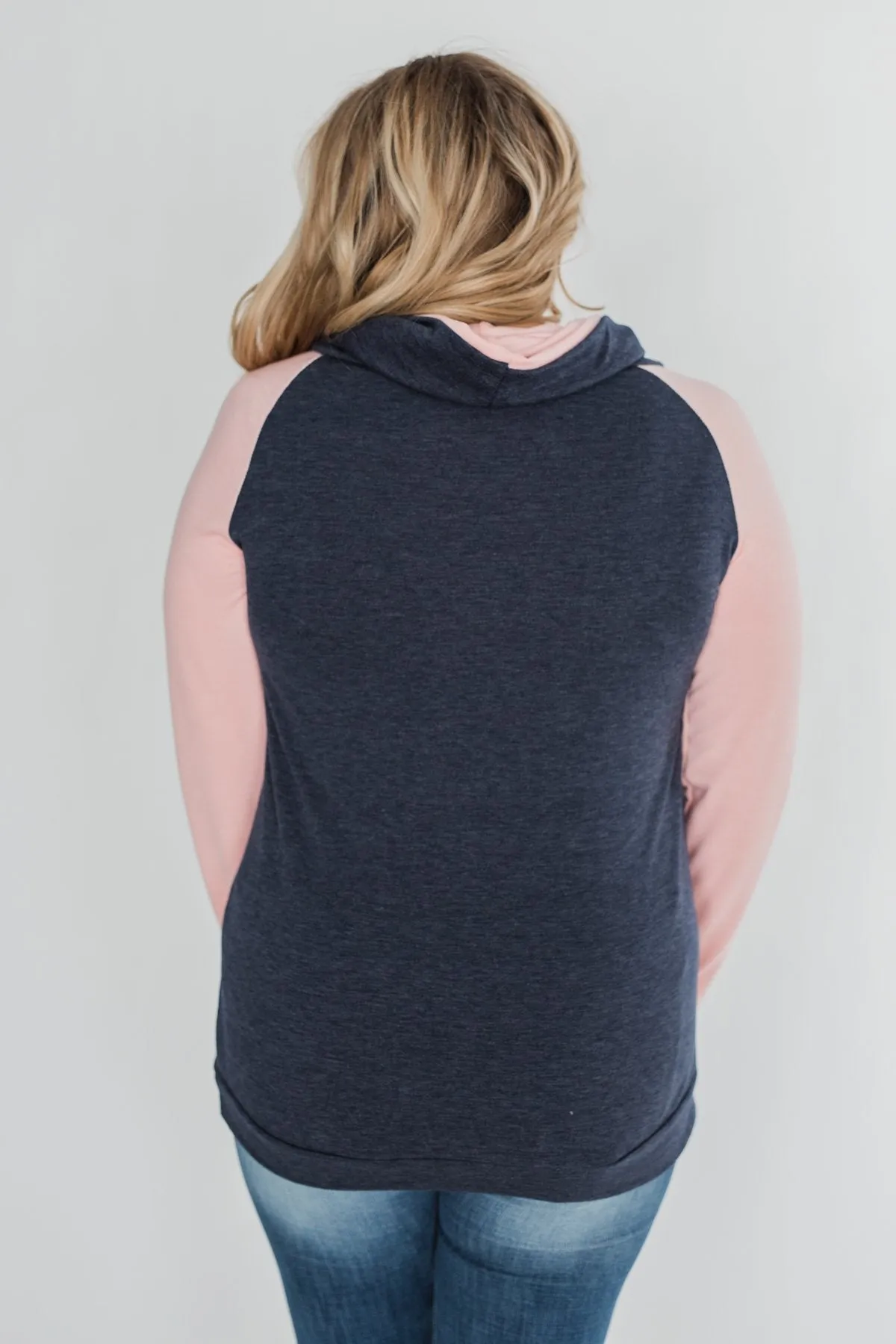 The Ultimate Navy & Blush Cowl Neck Top