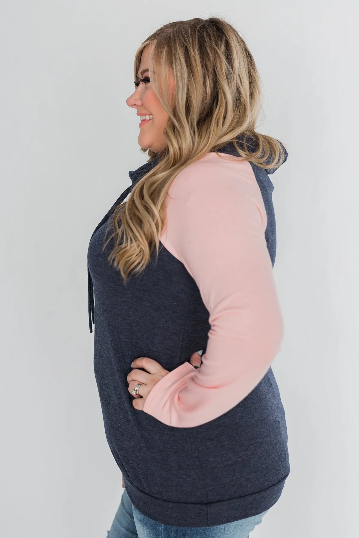 The Ultimate Navy & Blush Cowl Neck Top
