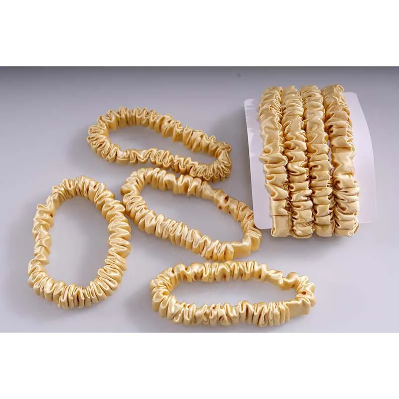 Thin silk hair scrunchies - Gold - 4 Pack - dropshipping