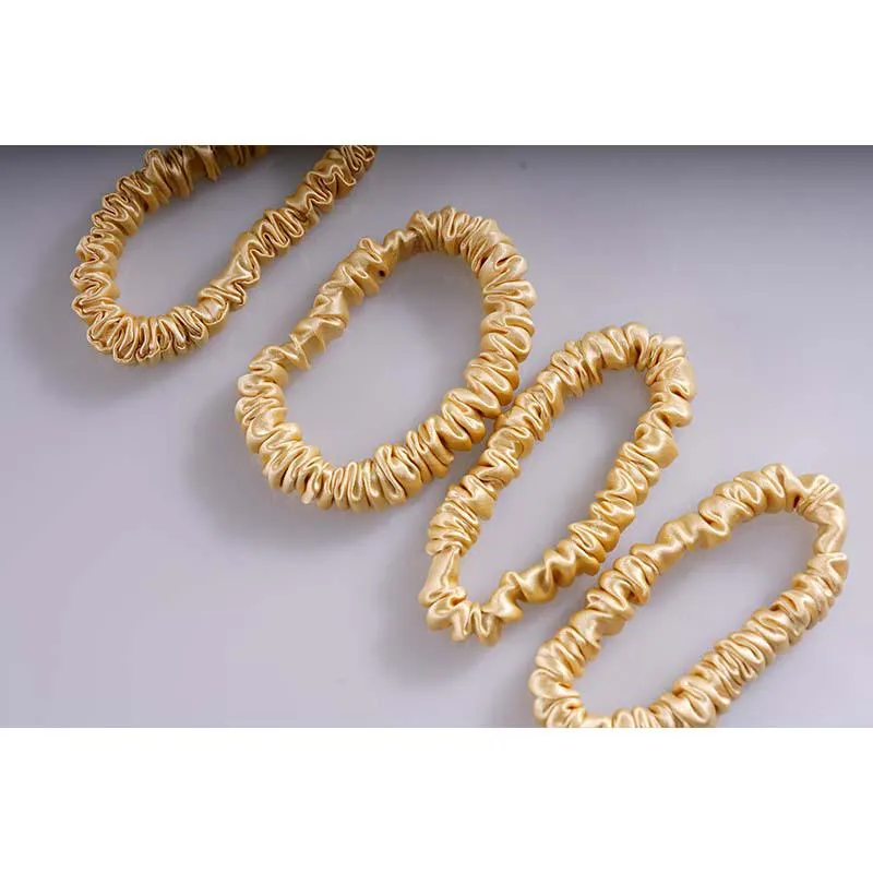 Thin silk hair scrunchies - Gold - 4 Pack - dropshipping