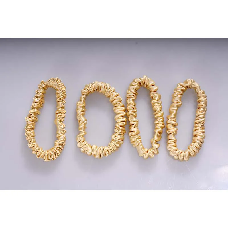 Thin silk hair scrunchies - Gold - 4 Pack - dropshipping