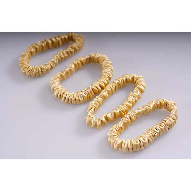 Thin silk hair scrunchies - Gold - 4 Pack - dropshipping