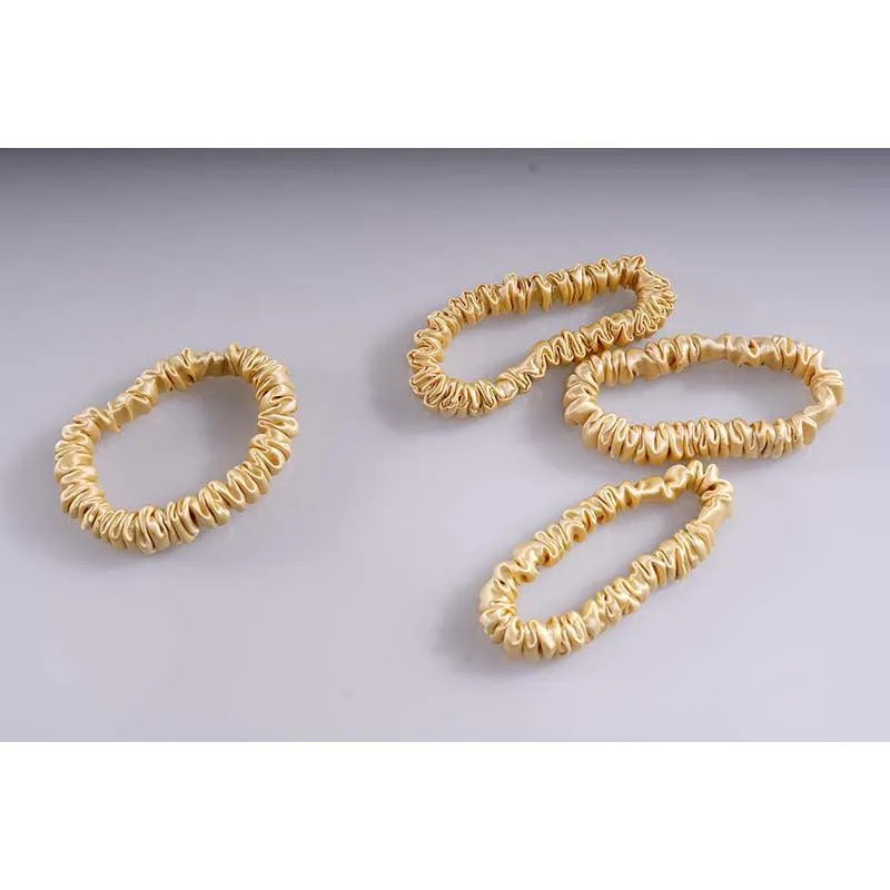 Thin silk hair scrunchies - Gold - 4 Pack - dropshipping