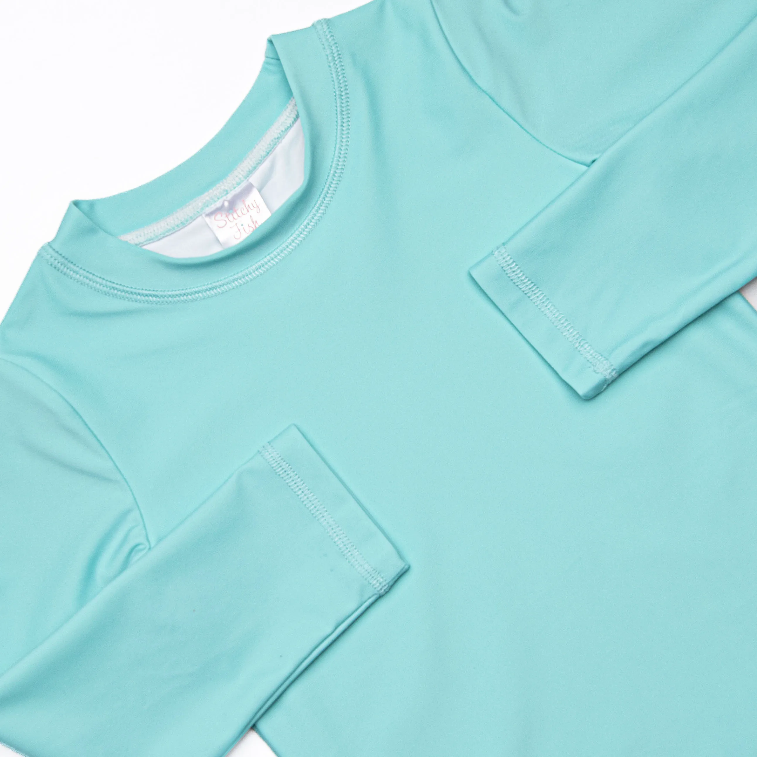 Tide Pool Teal Long Sleeve Rash Guard, Green
