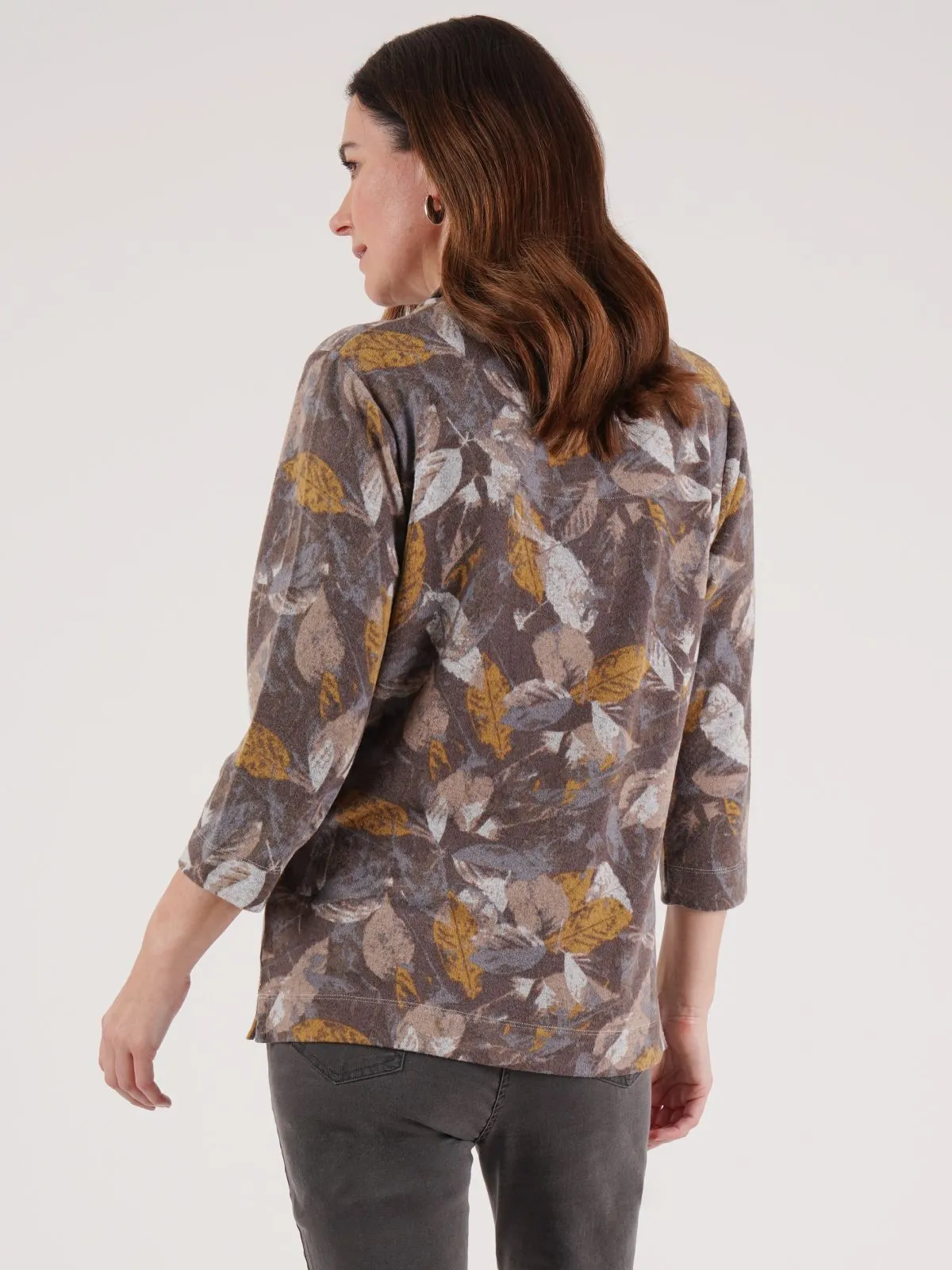 TIGI 14/16 Ash Leaf All Over Print Cowl Neck Top - T25-14A
