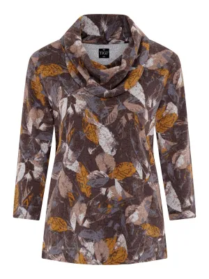 TIGI 14/16 Ash Leaf All Over Print Cowl Neck Top - T25-14A